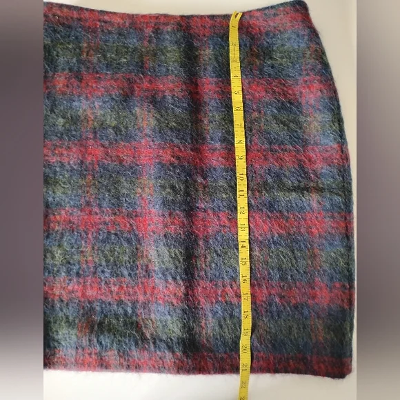 Talbots Wool Alpaca Blend Classic Pencil Skirt Tartan Navy Blue Colorful Sz 10 - Picture 13 of 14